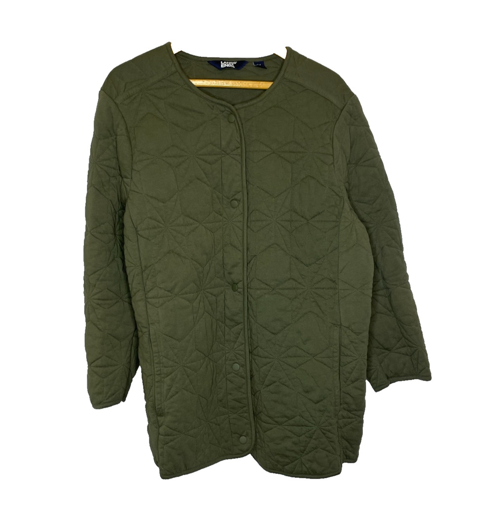 Women's 2X Lands' End Green Quilted Cotton Blend Jacket